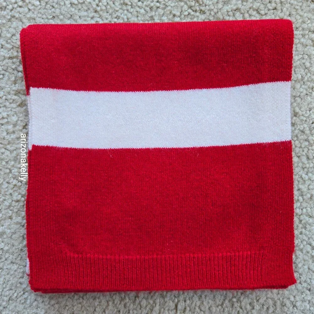 NWOT Talbots Cashmere Scarf Red & White Striped
